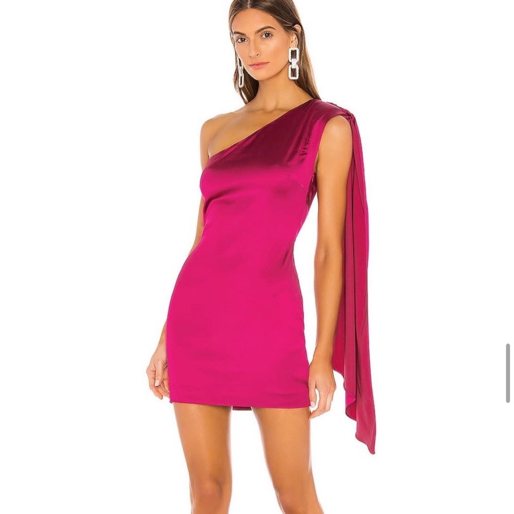 NBD One-Shoulder Fuchsia Dress
